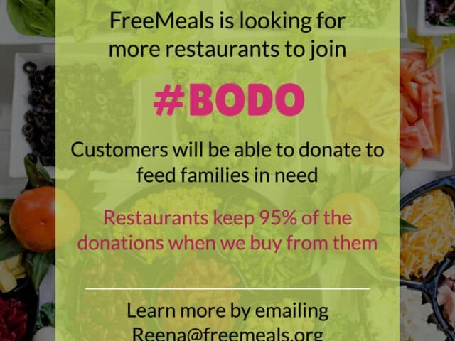 Buy One Donate One from your favorite restaurants to feed families in need with free meals.